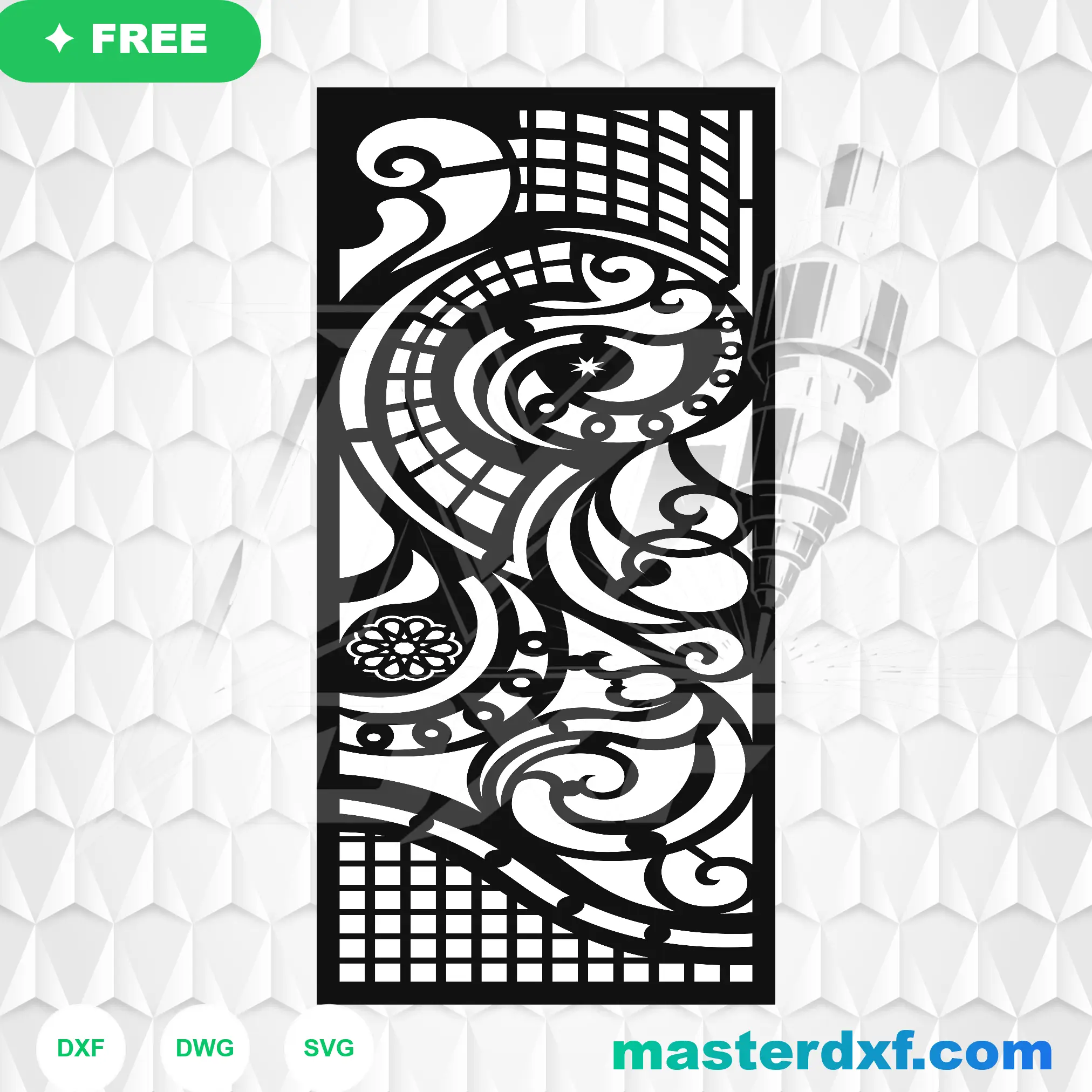Art Deco Concentric Chevron Column Gate Inserts DXF File